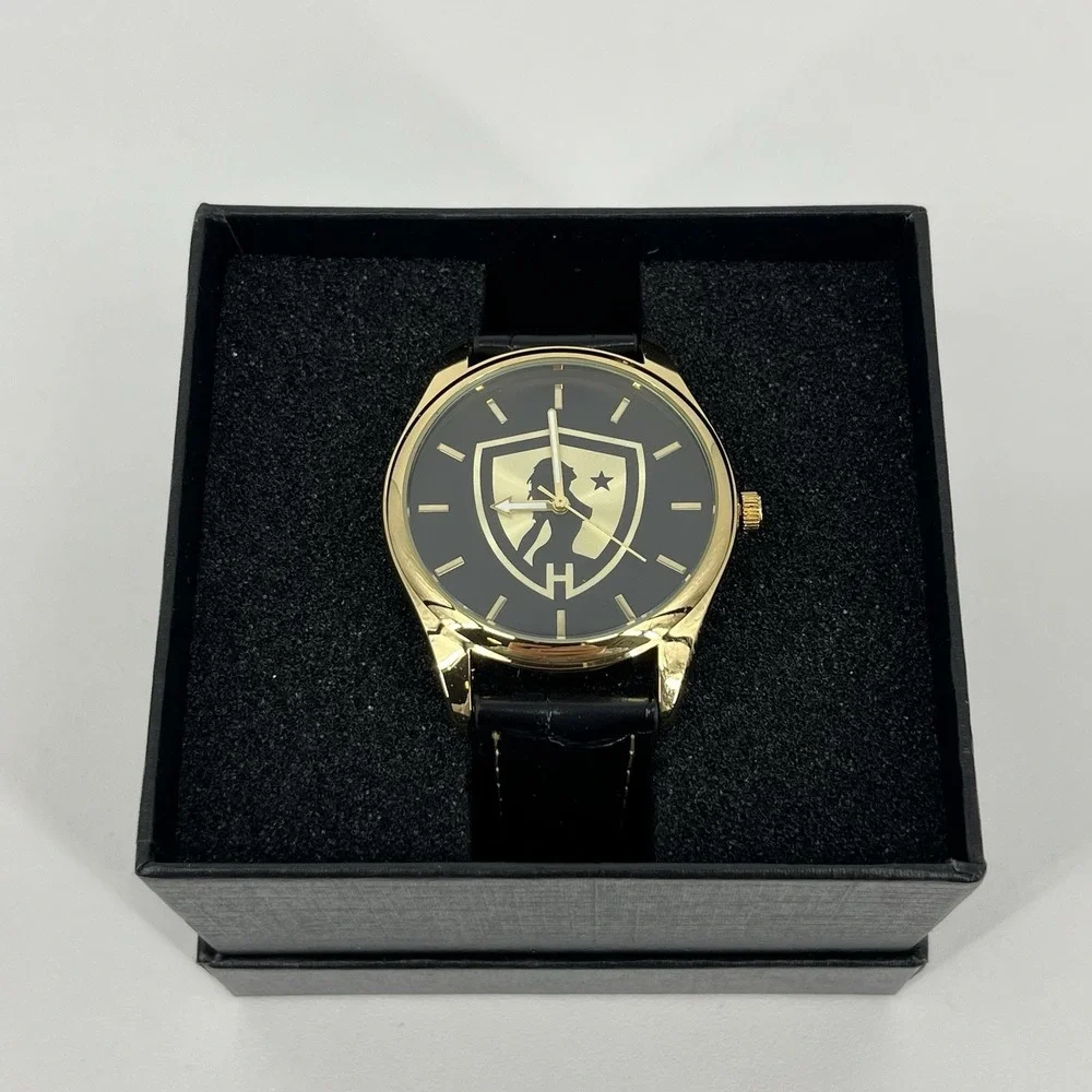 Game Time Hustler Watch Pioneer Black Series Shield Logo Gold Men's Size New
